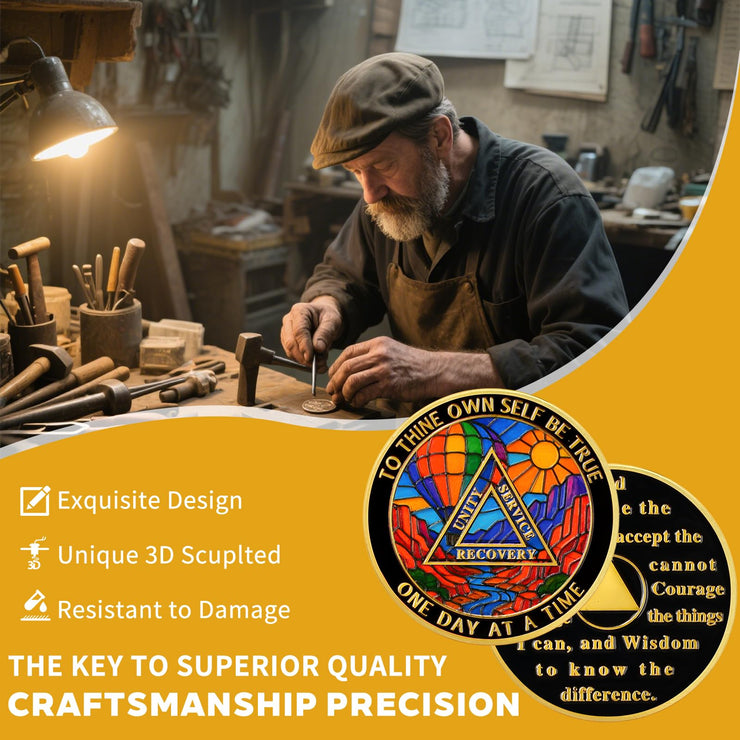 Hot Air Balloon Valley Sobriety Coin