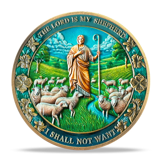 Inspirational Bible Verse 40 Jesus Shepherding Religious Coin