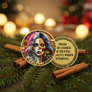 Eternal Beauty Coin Life and Death Duality Woman Skull Art