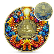 Delicate Sunflower Recovery 18 Year Sobriety Coin