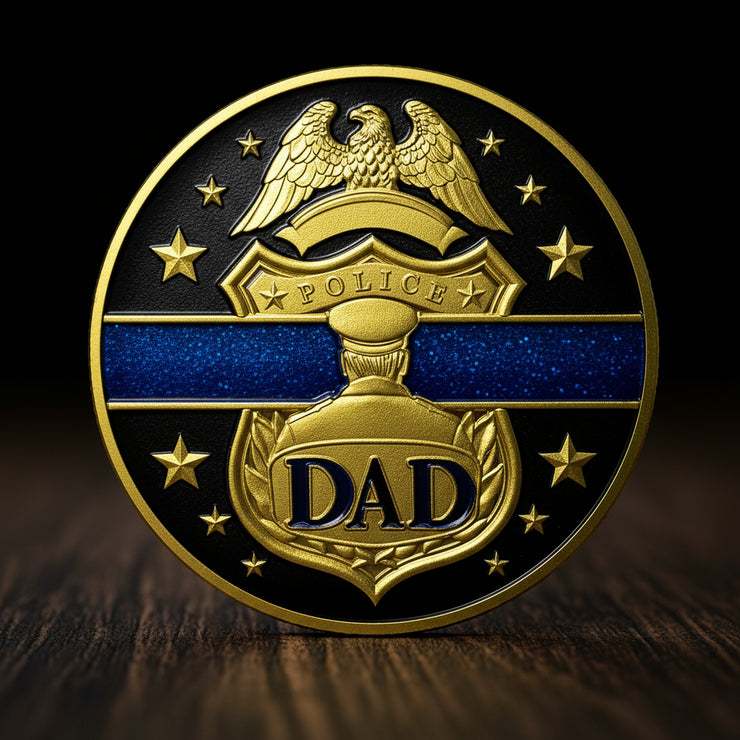 Patriotic Police Dad Challenge Coin