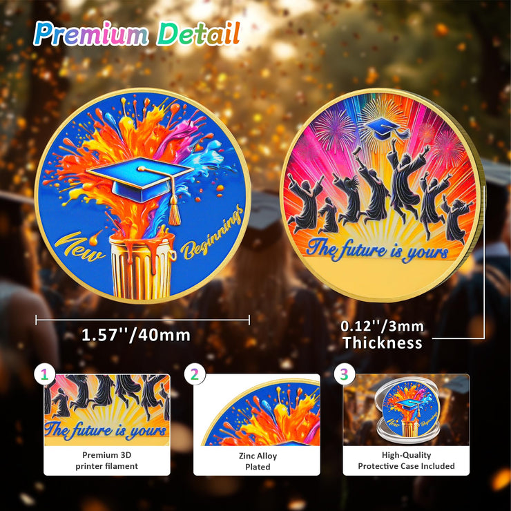 New Beginnings Motivational  Graduation Celebration Coin