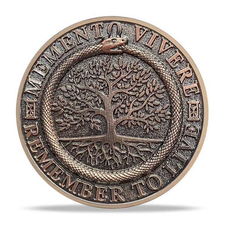 Tree of Life Skull Tempus Fugit Stoic Reminder Memento Mori Vivere Coin