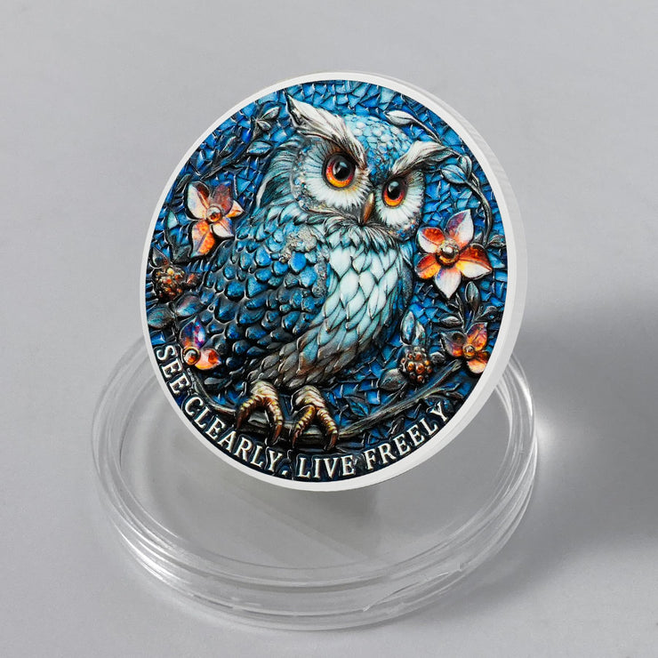 Owl & Triangular Symbol See Clearly Sobriety Coin