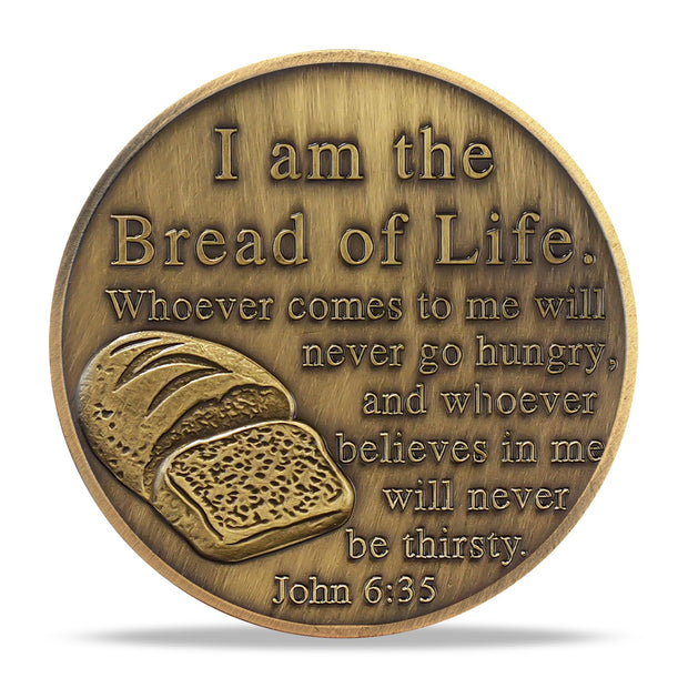 Bible Bread Religious Coin Inspirational Bible Verse Medallion