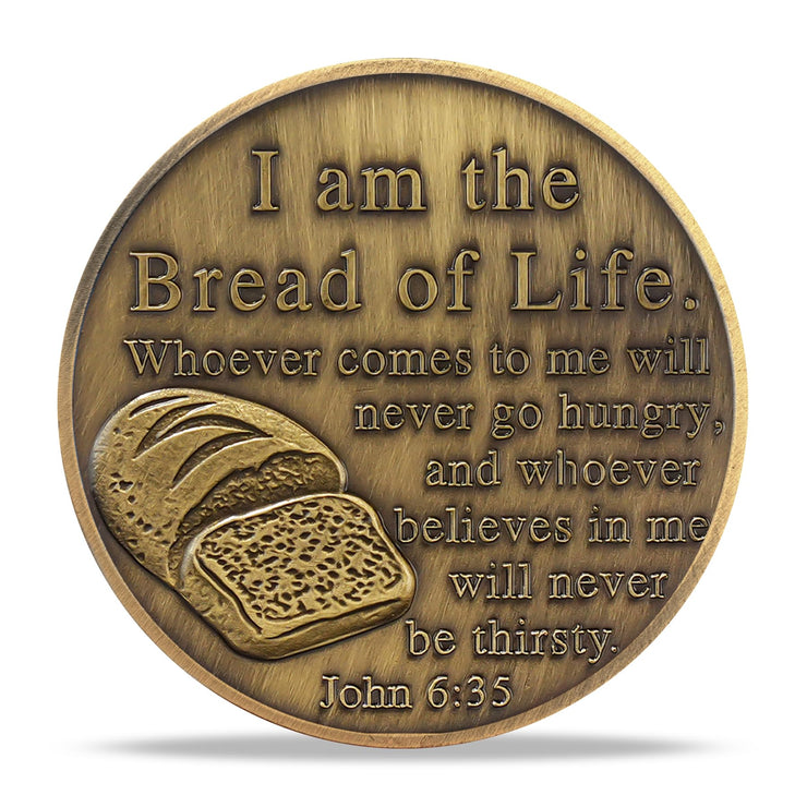 Bible Bread Religious Coin Inspirational Bible Verse Medallion