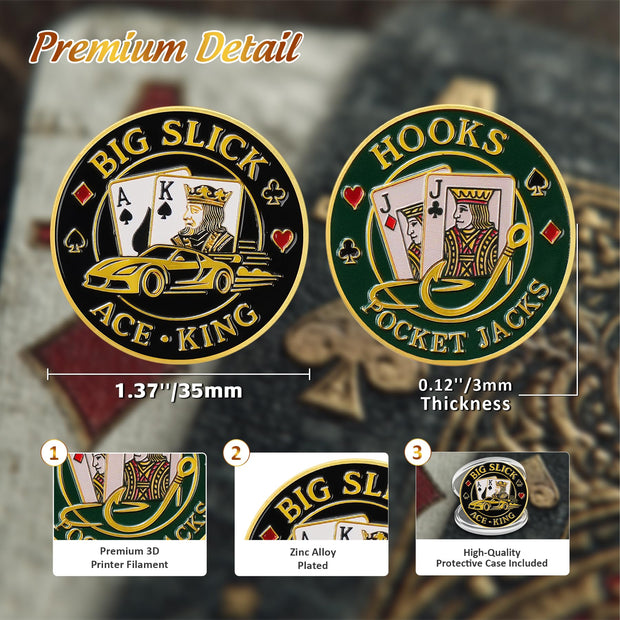 Powerful Big Slick Poker Card Protectors Coin