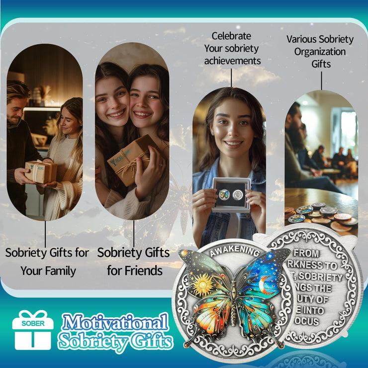 Original Darkness to Light Butterfly Sobriety Coin