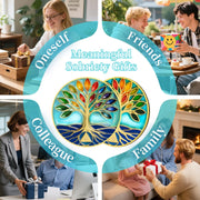 Personalized See-through Glass Rainbow Tree of Life Sobriety Coin