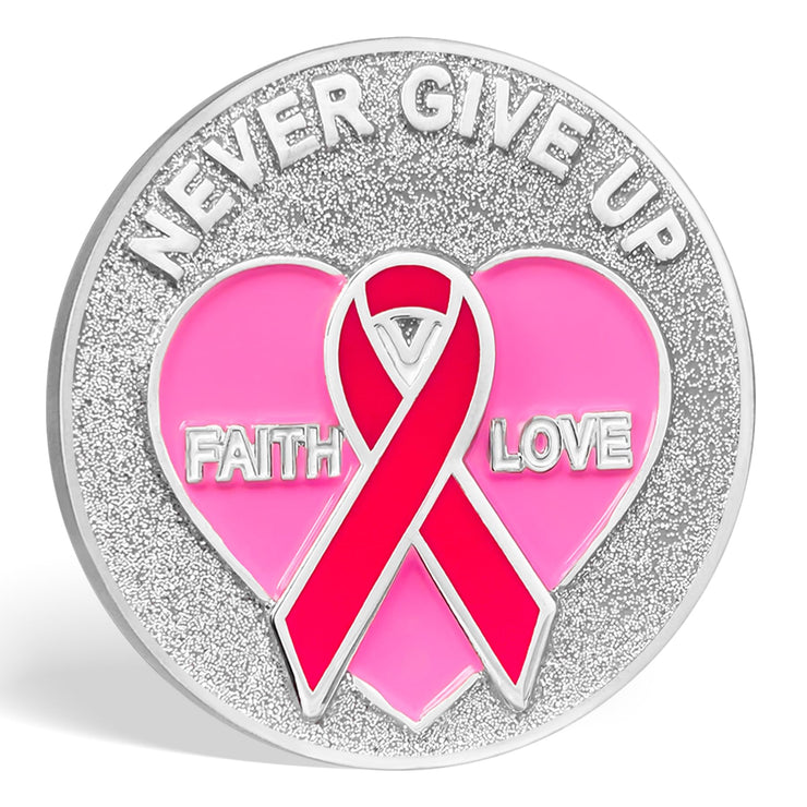 Pink Ribbon Breast Cancer Coin for Cancer Care Awareness Accessories