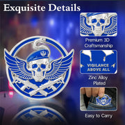 Wings of Vigilance Thin Blue Line Skull Police Challenge Coin
