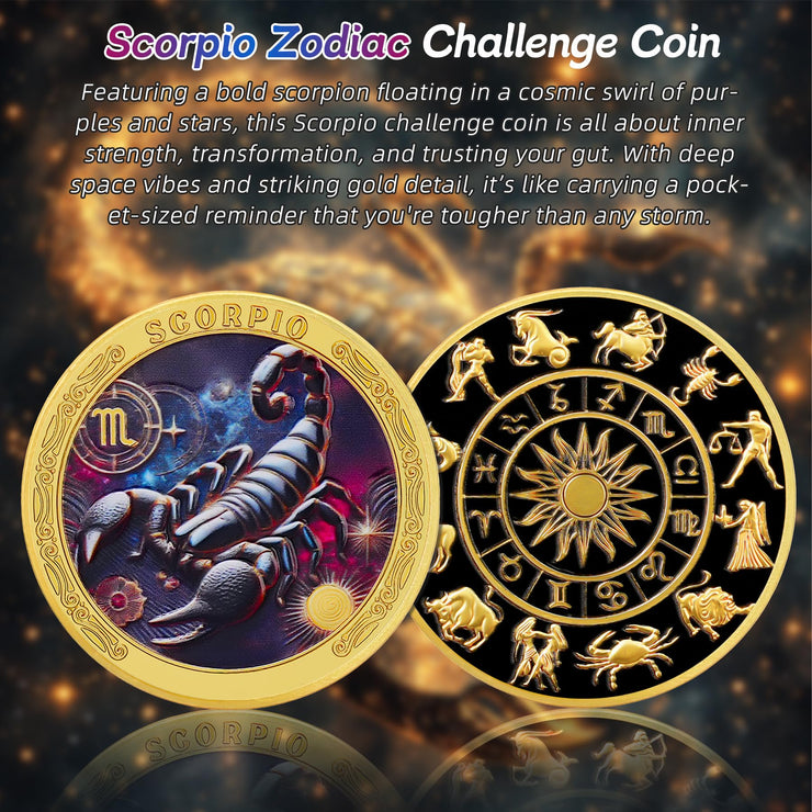 Scorpio 12 Zodiac Challenge Coin