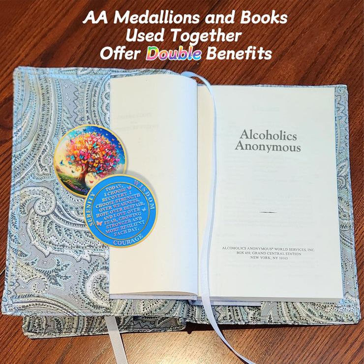 Blooming Tree of Life Colorful Recovery Butterfly Sobriety Coin