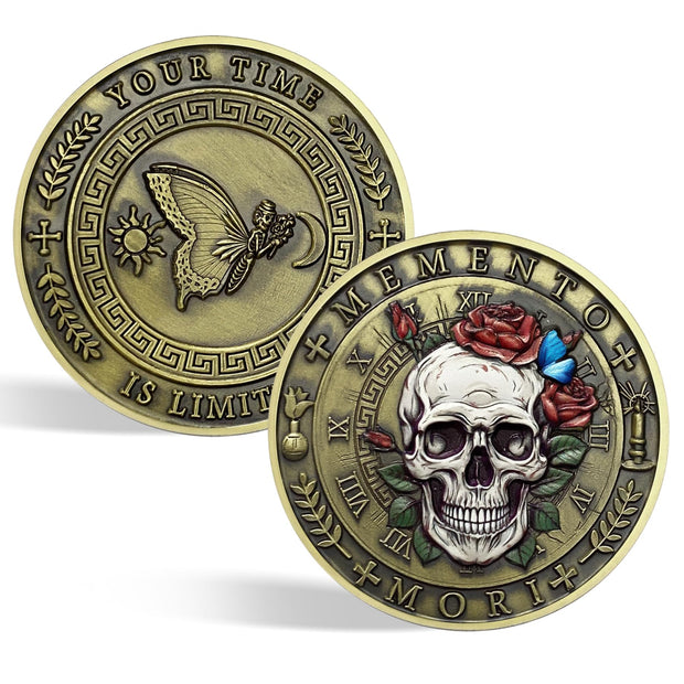 Stoic Reminder Token for Daily Stoic Meditations 3D Skull Memento Mori Challenge Coins