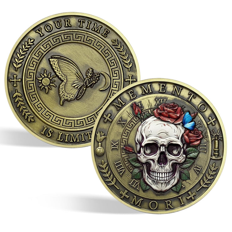 Stoic Reminder Token for Daily Stoic Meditations 3D Skull Memento Mori Challenge Coins
