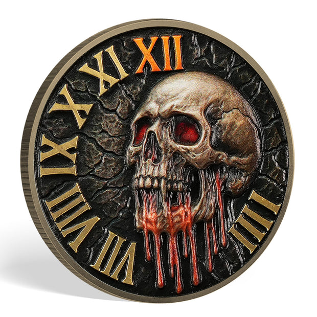 Skull & Hourglass Remember You Must Die Memento Mori Coin