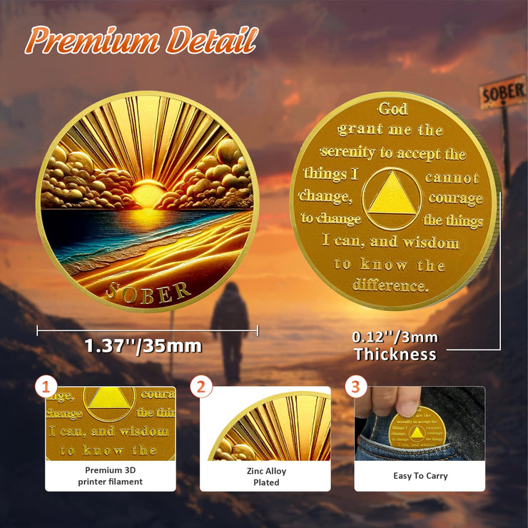 Recovery Sunrise Addiction Reborn from Dark Sobriety Coin