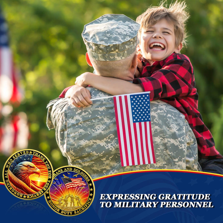 Honoring All Who Served Thank You for Your Service Military Veterans Challenge Coins