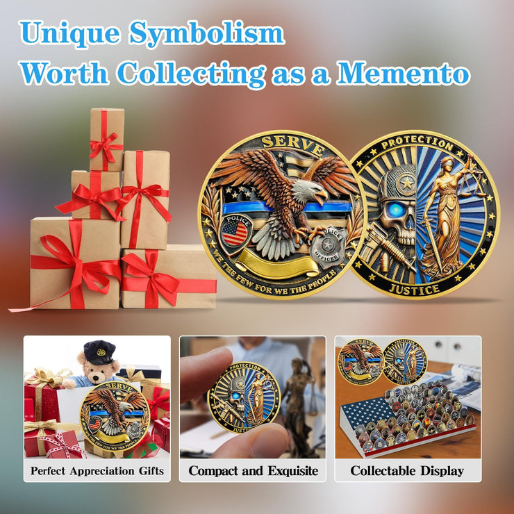 Skeletons and Goddess of Justice Police Challenge Coin