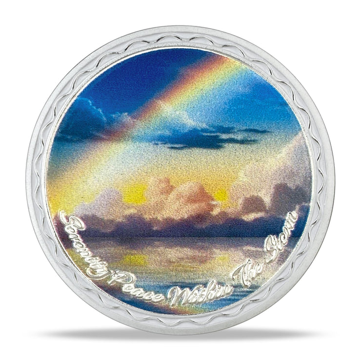 Rainbow Ocean Sobriety Coin with Inspirational Quote