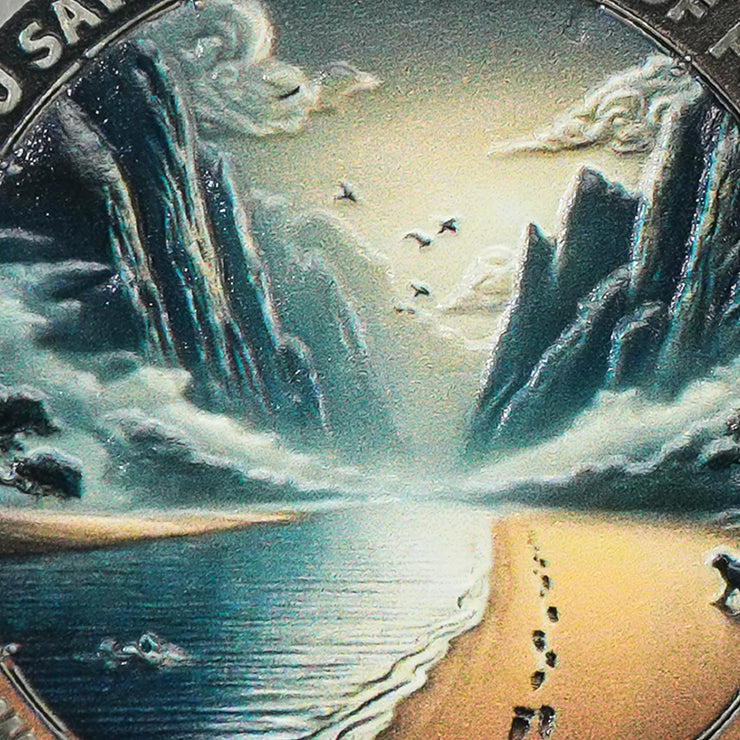 Mountain Trail Footprints Religious Coin