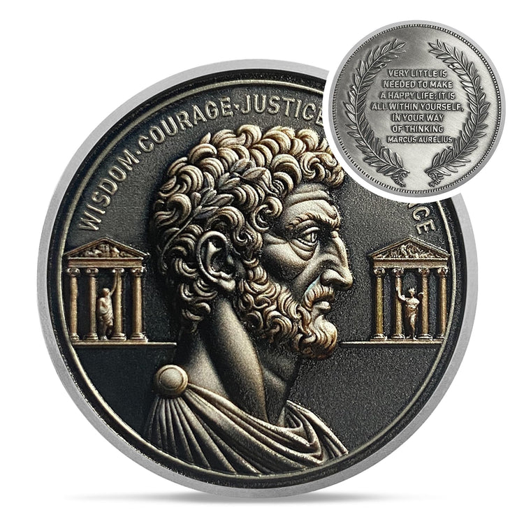 Delicate Four Virtues  Silver EDC Roman Cardinal Virtues Challenge Coin