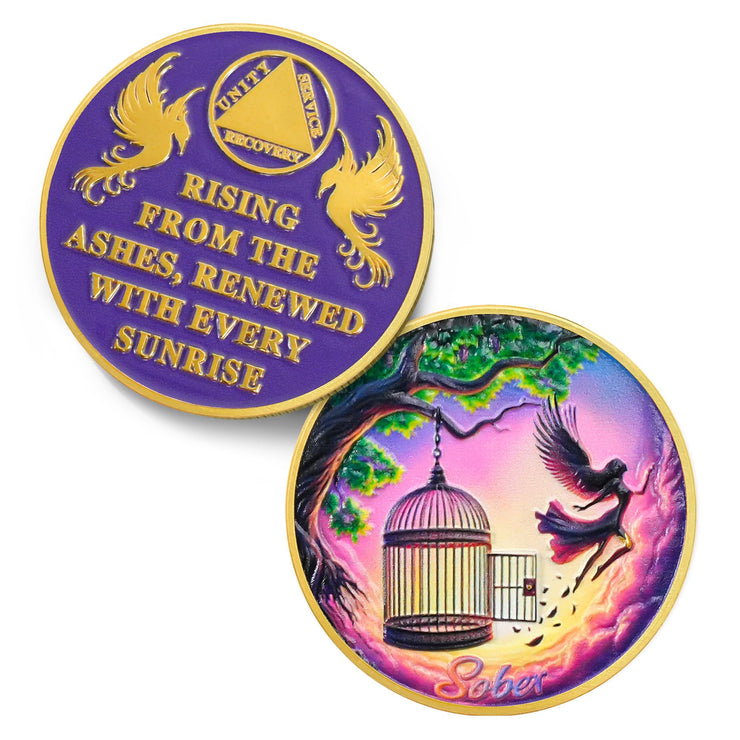 Break Free Rising from The Ashes Phoenix Original Sobriety Coin