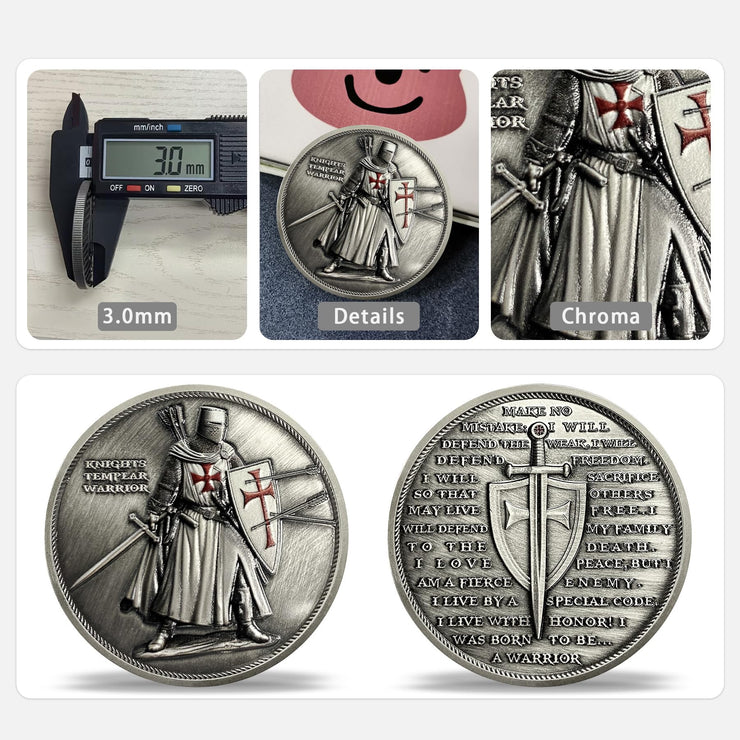 Knights Templar Warrior Standing Knight Challenge Coin