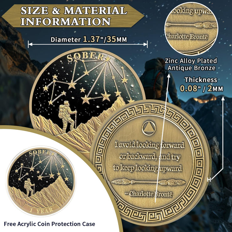 Under The Stars Pathfinder Explore Hope 1-10 Year Sobriety Coin