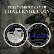 United States Policeman Prayer with Thin Blue Line Law Enforcement Challenge Coin