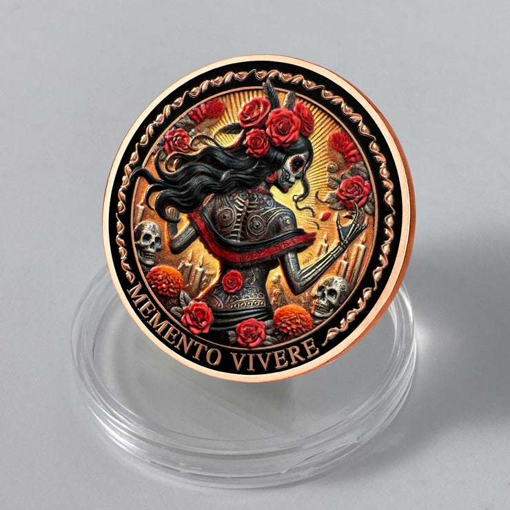 Amor Fati Day of The Dead Inspired Daily Stoic Reminder Memento Challenge Coin