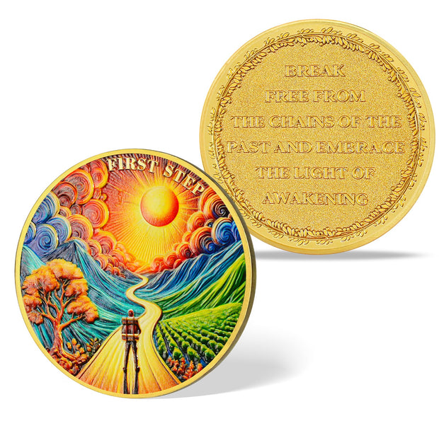 Traveler's Path First Step Sobriety Coin