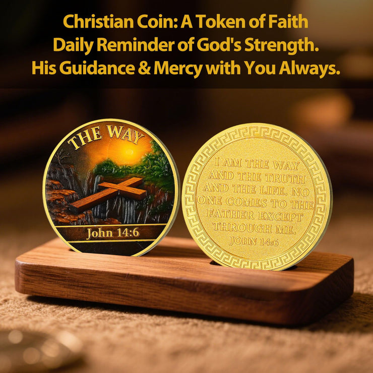 Christian Challenge Coin The Way Coin with John 14:6 Bible Verse