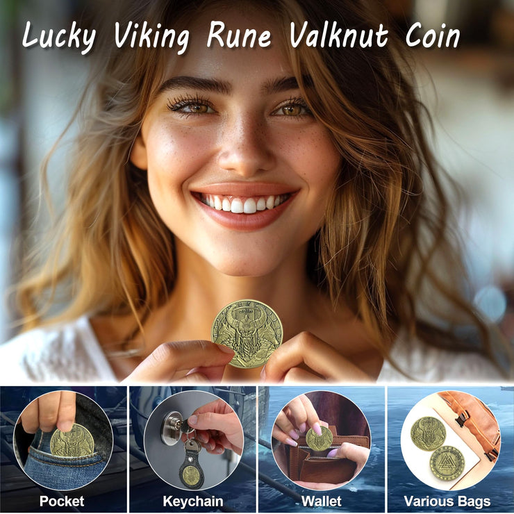 Viking Warrior coin with Wolves Norse Mythology Odin Viking God Coin