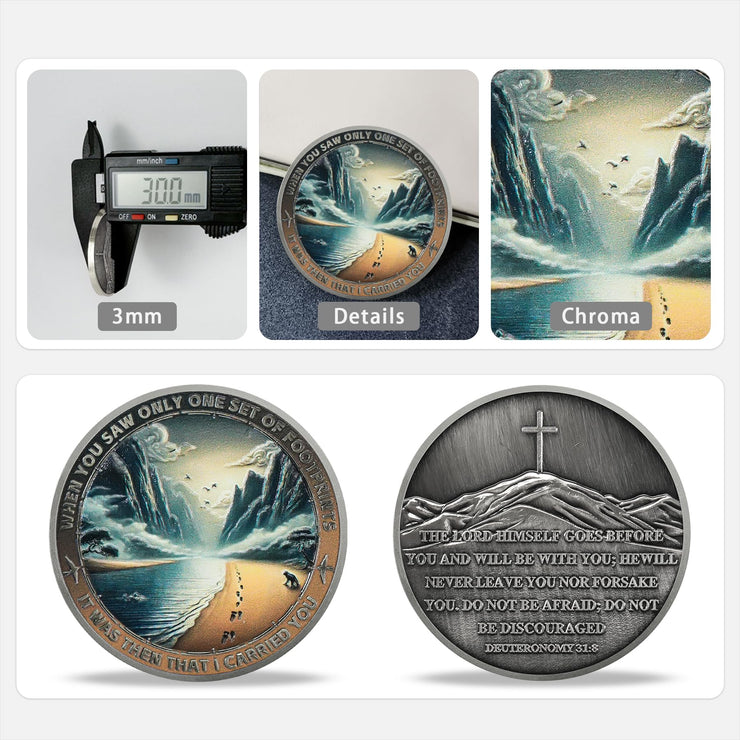Mountain Trail Footprints Religious Coin