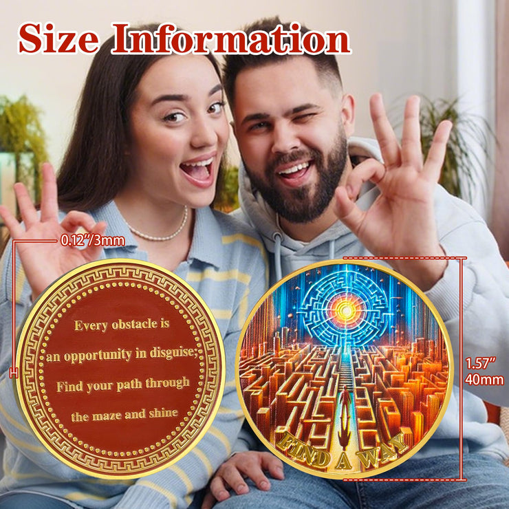 Encouragement to Find A Way in The Chaos of Life Labyrinth Light Motivational Challenge Coins