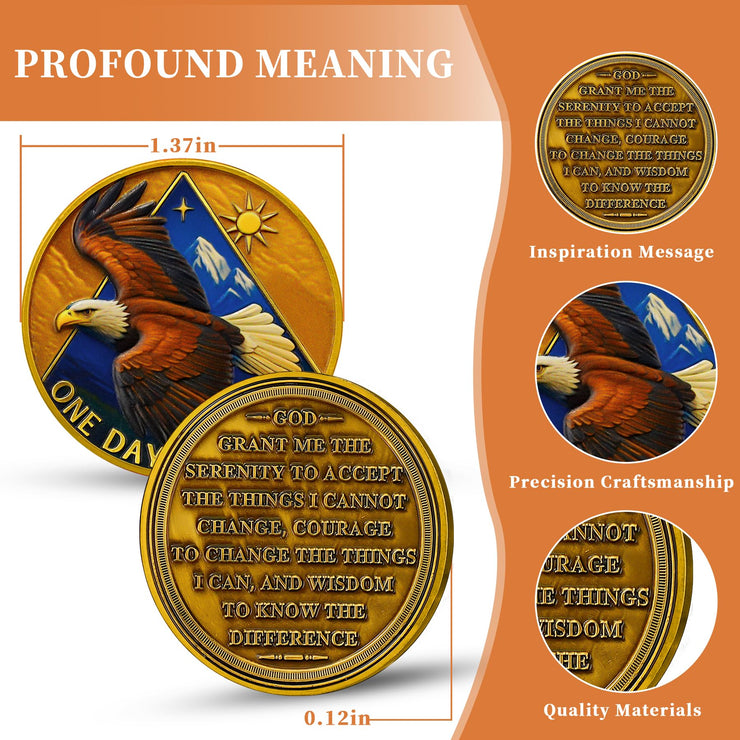 Eagle Sobriety Coin – “One Day at a Time” AA Medallion
