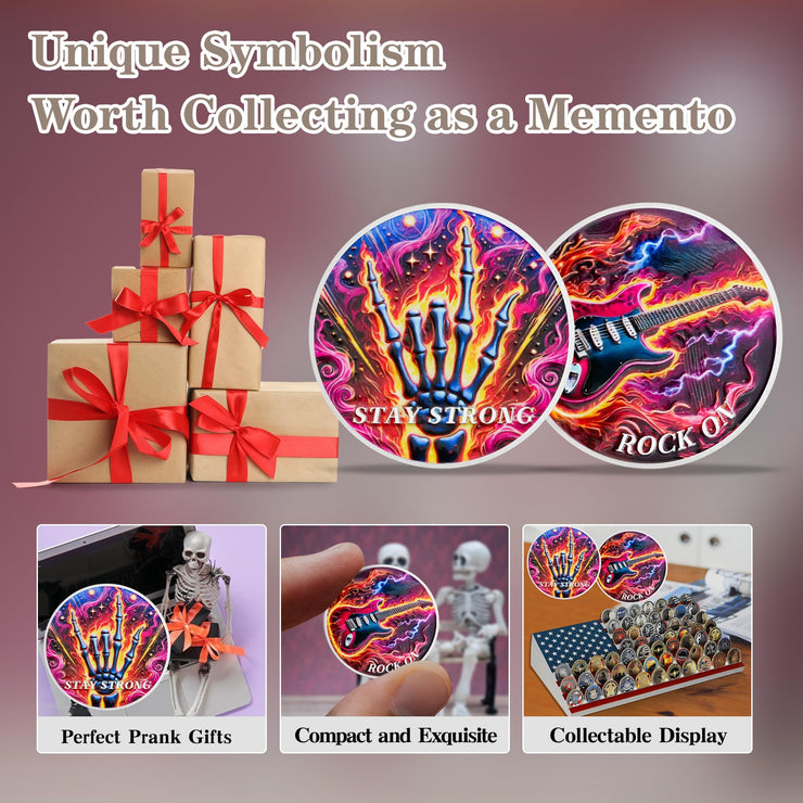 Rock Guitar Motivational Challenge Coin