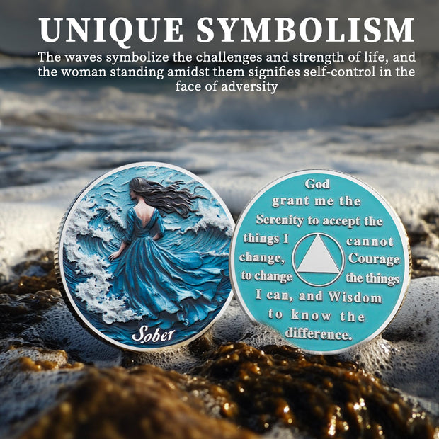 Sea Wave Women’s Sobriety Coin