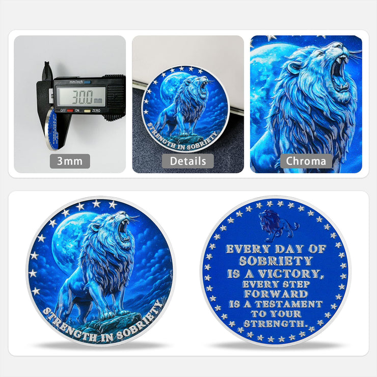 Lion Recovery Strength in Sobriety Coin(Not compatible with keychains)