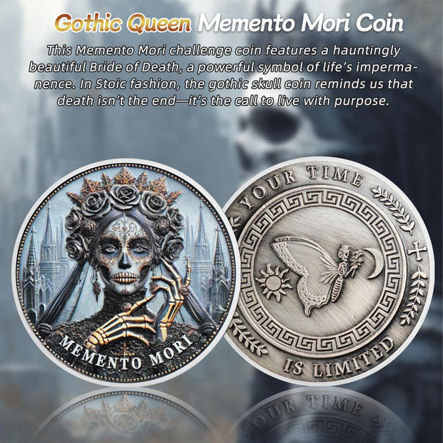Skull Butterfly Stoic Gothic Queen Memento Mori Coin