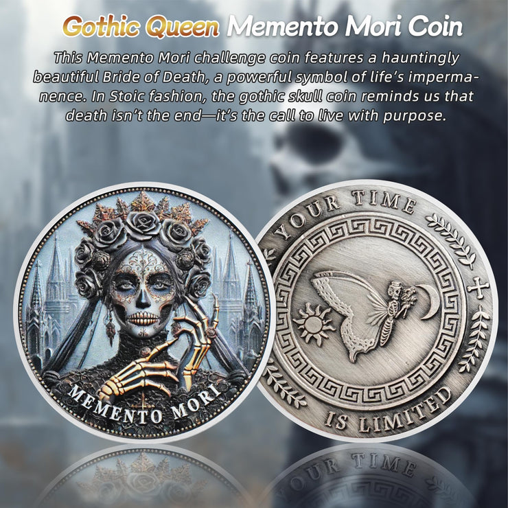 Skull Butterfly Stoic Gothic Queen Memento Mori Coin