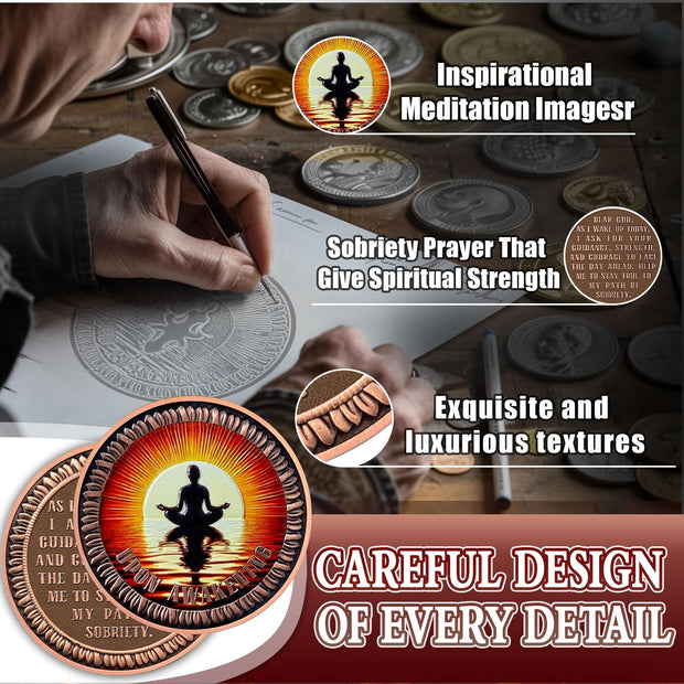 Sea Surface Meditation Sobriety Coin