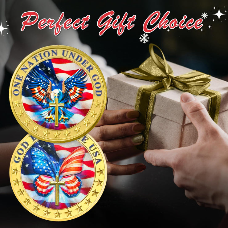 Veteran Faith Christian God Bless The USA Military  Challenge Coins