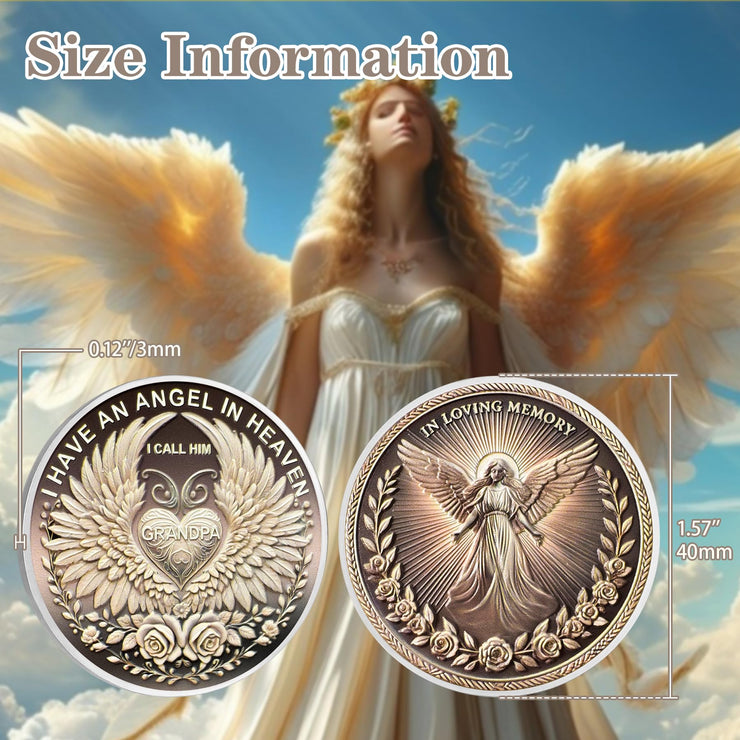 I Have an Angel in Heaven I Call Him Grandpa MemorialChallenge Coins