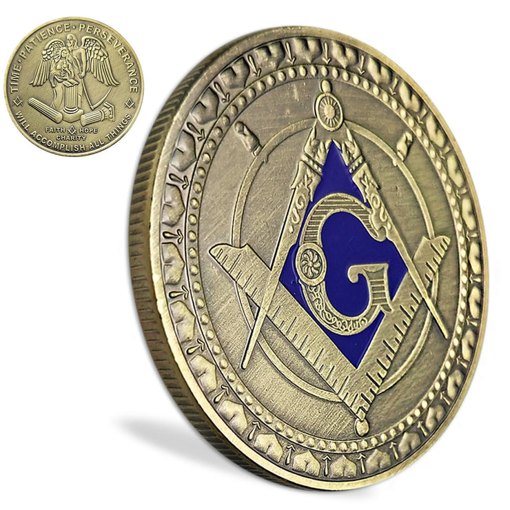 Freemason Symbol with Square & Compass Masonic Challenge Coin
