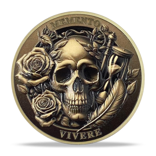 Inspirational Stoicism Memento Skull Challenge Coins