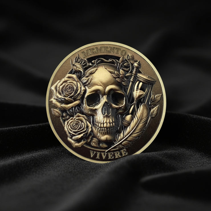 Inspirational Stoicism Memento Skull Challenge Coins