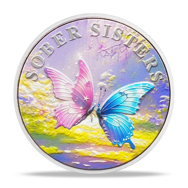 Inspirational Butterfly Recovery Token with Serenity Prayer Sobriety Coin