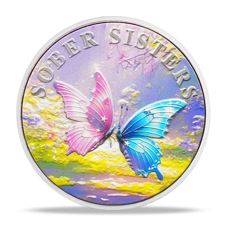 Inspirational Butterfly Recovery Token with Serenity Prayer Sobriety Coin